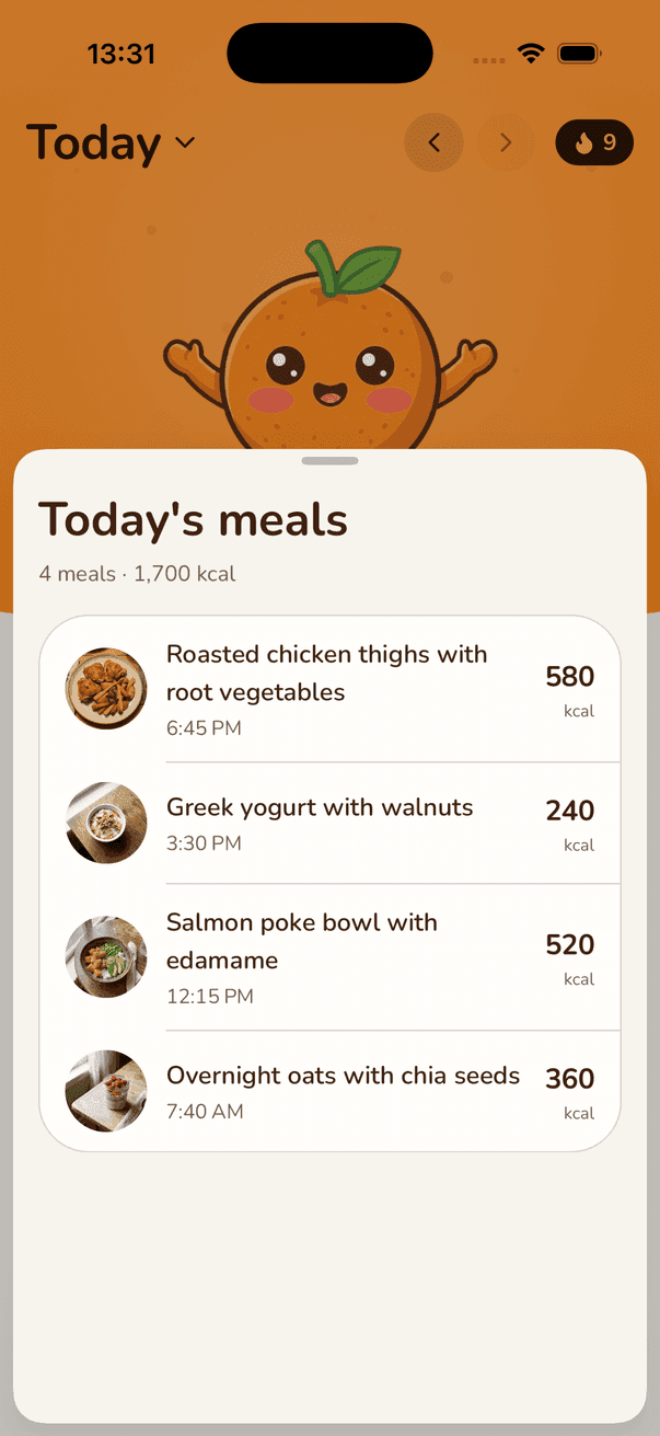 Track your calories
with just a photo